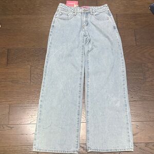 Edikted Sky Blue Wide Leg Jeans